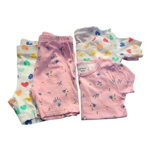 PJ Bundle Size 4/5 Short/Short Sleeve Floral and Hearts‎ Cotton